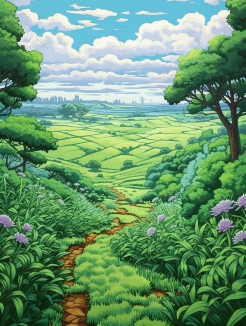 小清新乡野风景小满节气插画,插画/手绘图,插画/手绘图库,插画/手绘图下载,插画/手绘